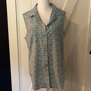 Talbots Flamingo sleeveless button-up top! Adorable!! Size Med. Don’t miss out!